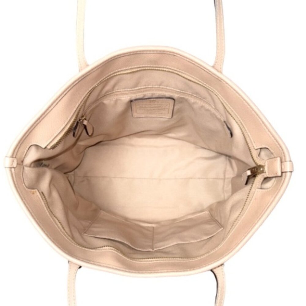Coach F31254 City Zip Tote Glitter Shimmery Crossgrain Leather Handbag Beechwood - Picture 6 of 14